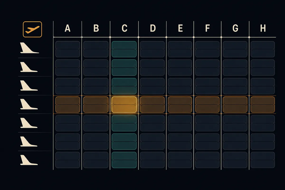 Grid matching each airline to its departure terminal at an airport.
