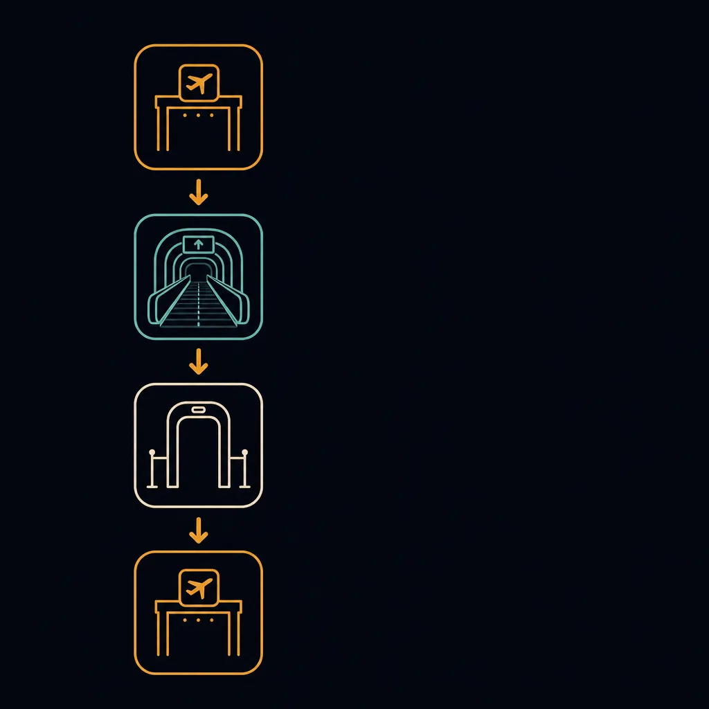 How a connection flows between terminals at a hub airport