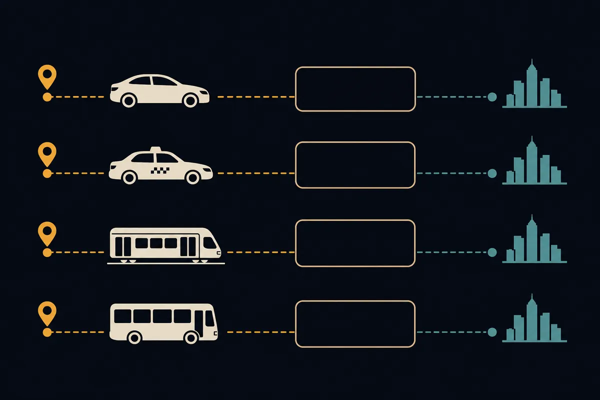 Comparing airport ground-transport options by cost, speed, and convenience