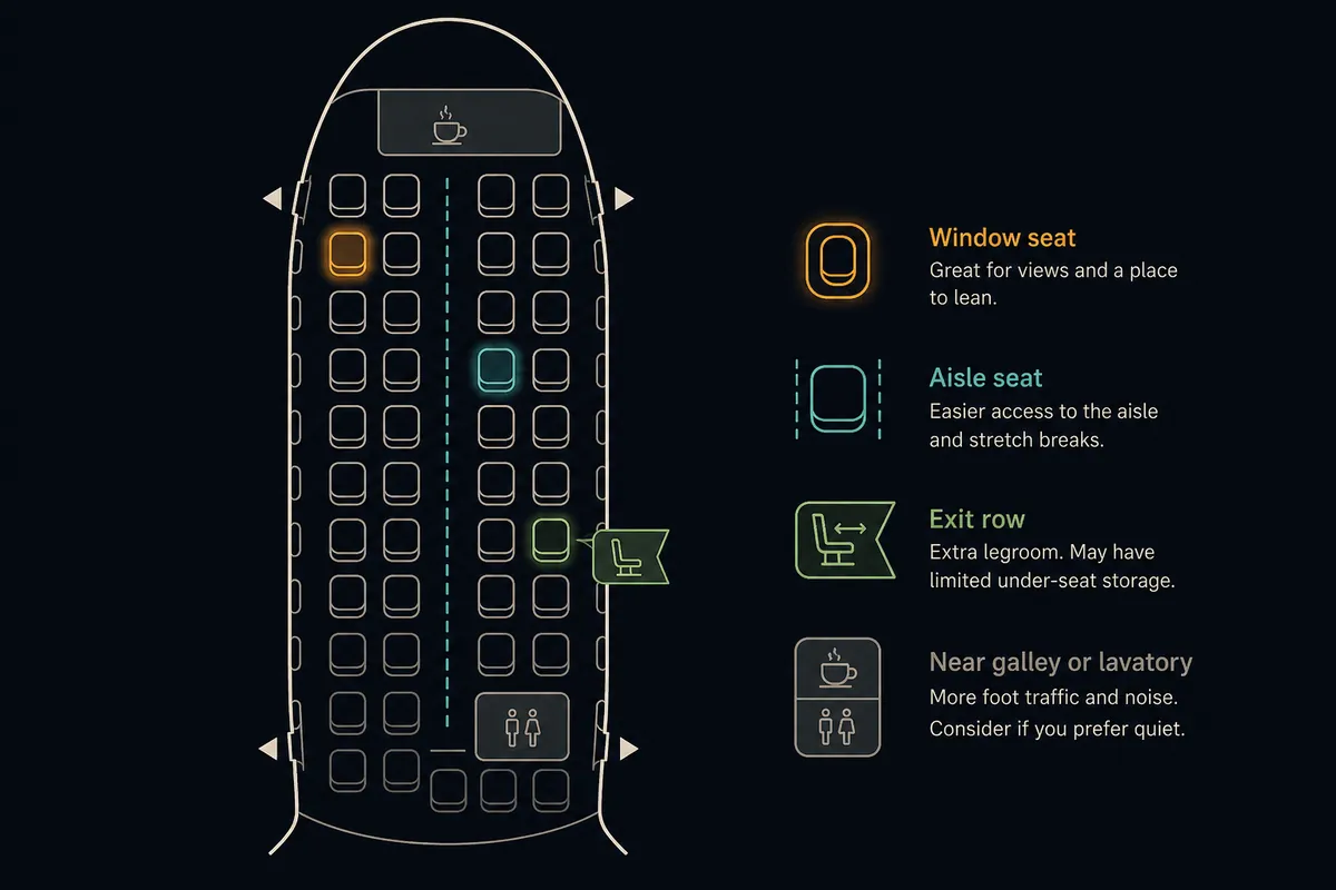 Reading a seat map to keep your group seated together.